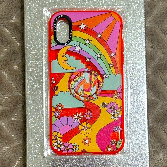 iPhone X and iPhone Xs Bright Orange Hippie Phone Case with Kick Stand - Picture 2 of 9